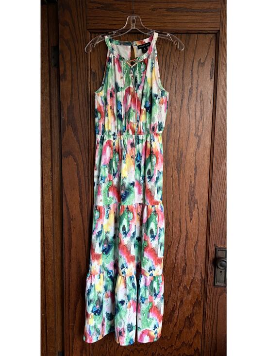 Stella & Julie Dresses & Skirts - Stella and Julie Maxi Dress Women Medium Pink Green Abstract Floral Organic